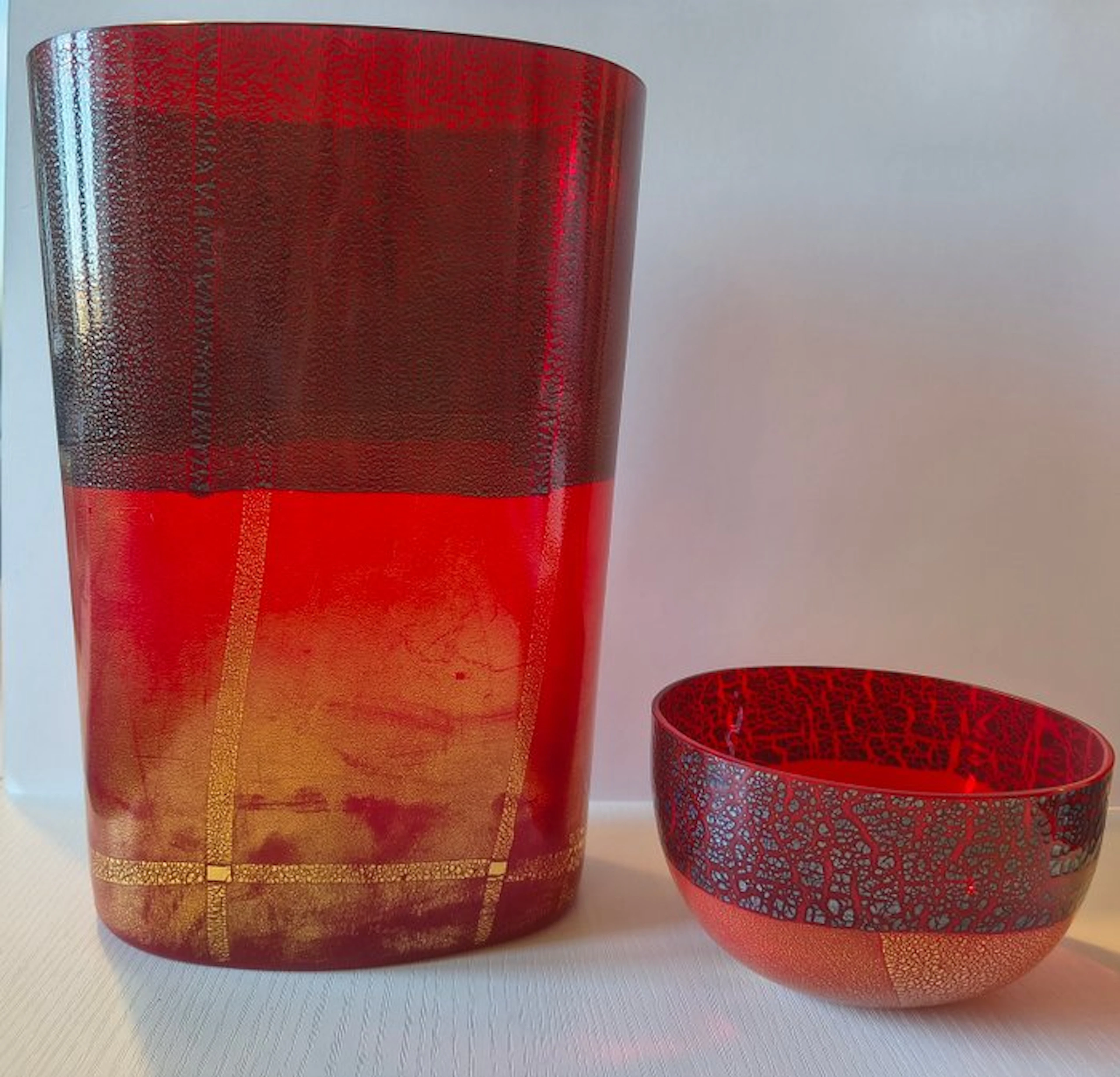 Carlo Moretti - Vase (2) - Murano glass - Vase and bowl