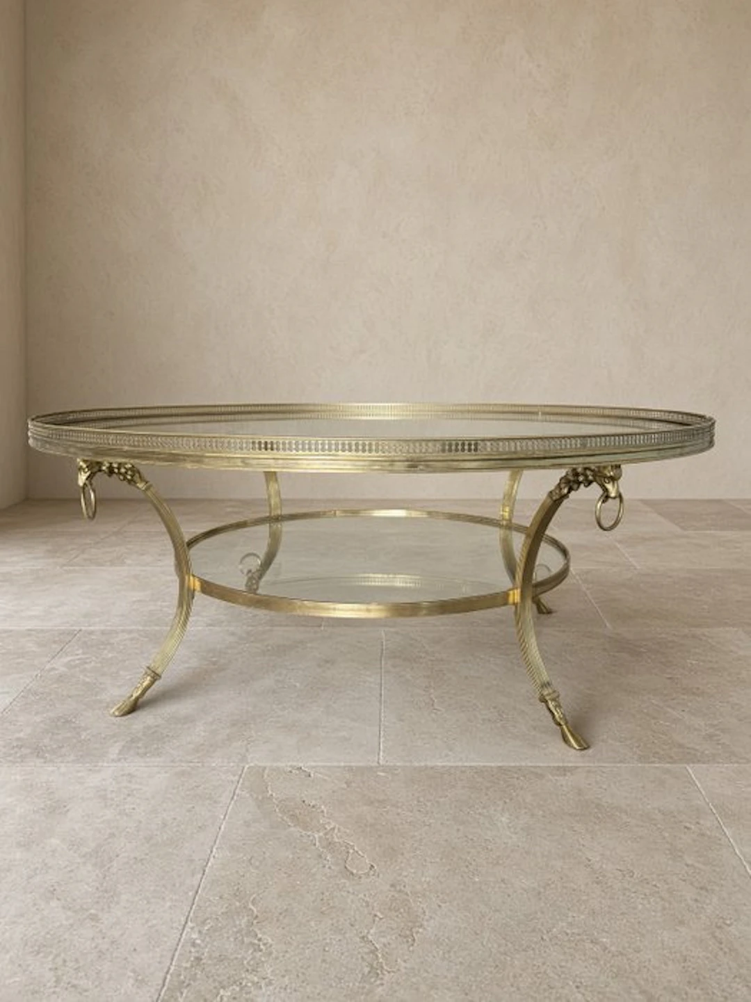 Table - French Louis XVI style Hollywood Regency coffee table. - Bronze, Glass