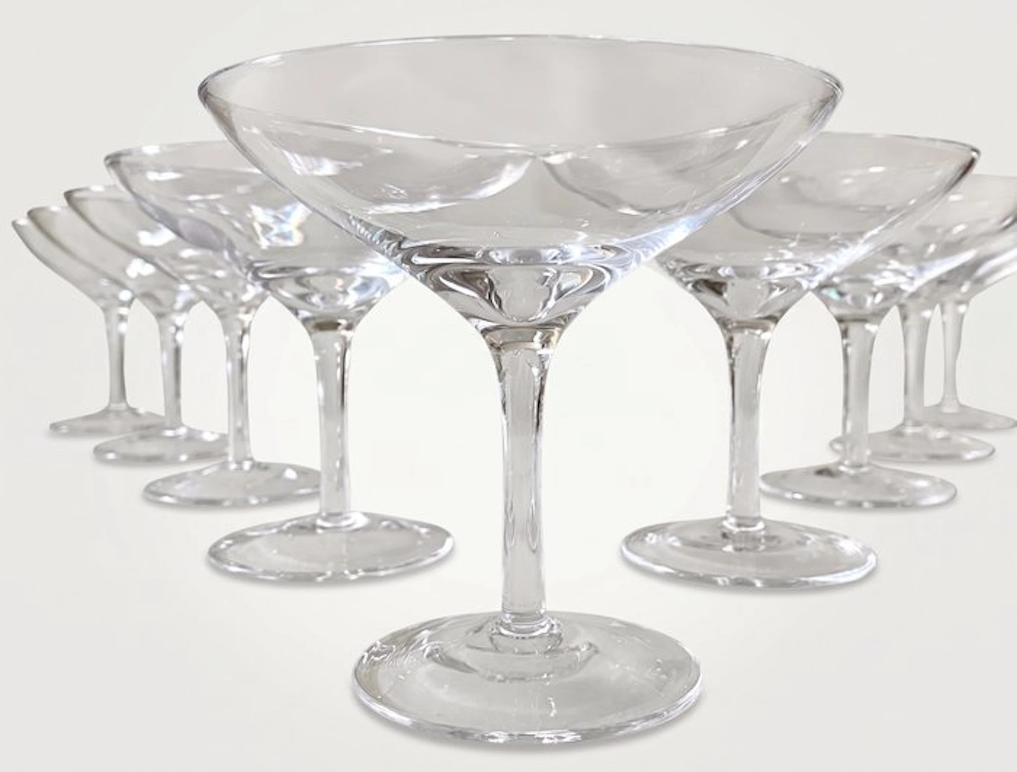 Champagne glass (9) - 9-piece set of champagne coupes...