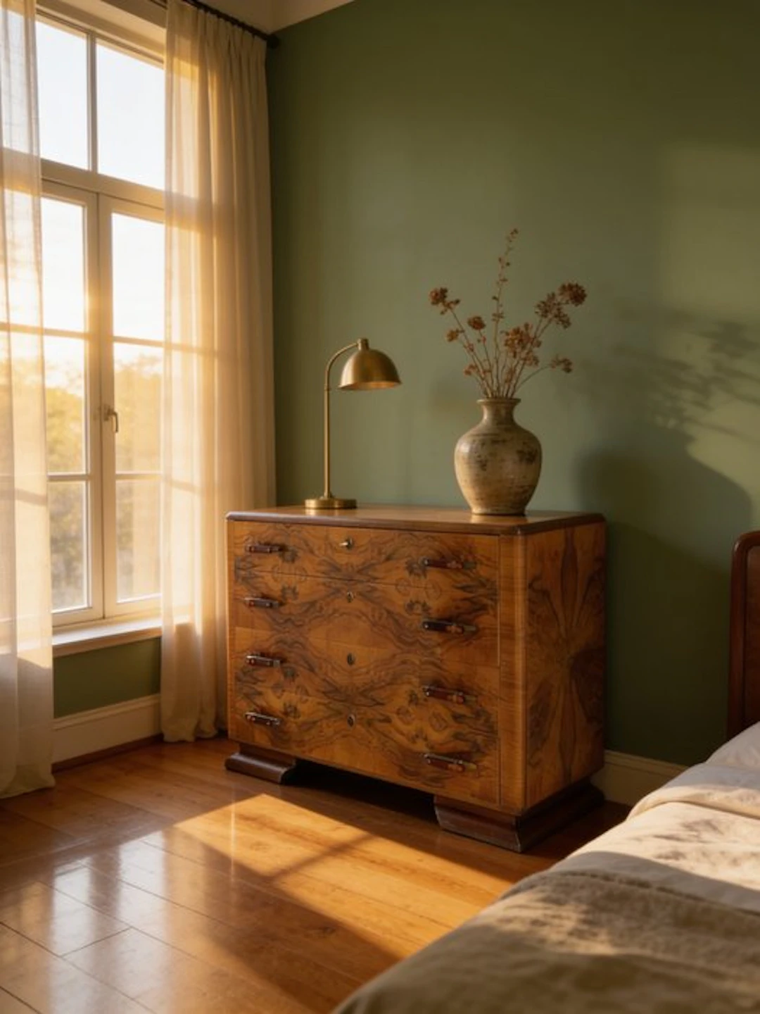 Chest of drawers - Walnut, Wood, Brass, Plastic