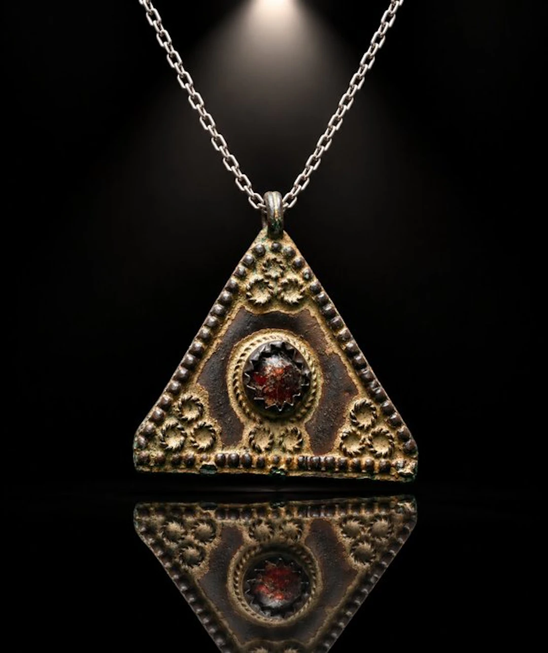 Medieval Style “The Sacred Triangle” — Bronze Amulet with...