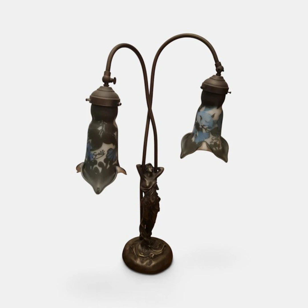 Buffet table lamp - Babbitt metal - in the style of Émile Gallé