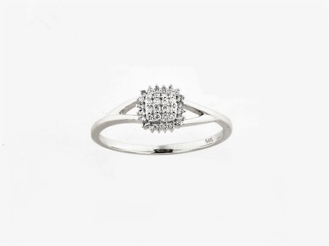 Ring - 14 kt. White gold - 0.11ct. tw. Diamond (Natural)