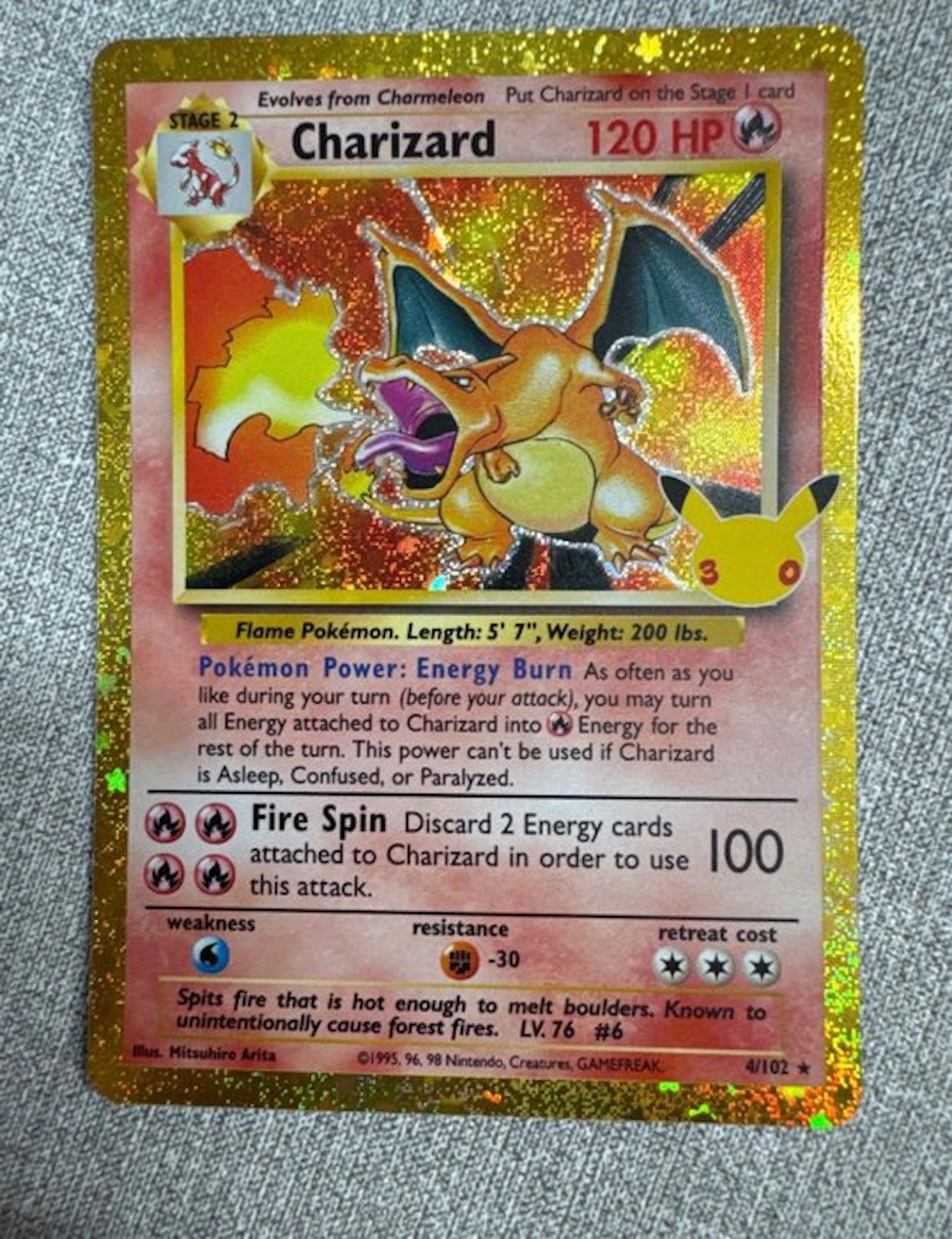 1 Card - Charizard 4/102 Foil, Holo