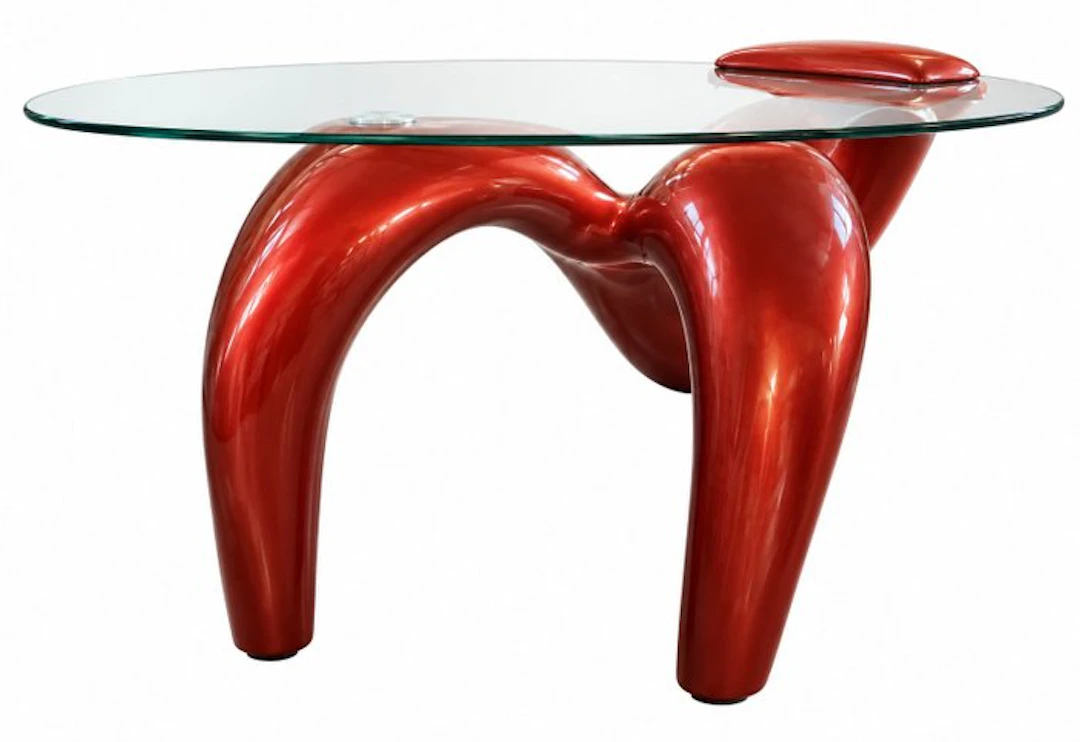 Coffee table - Glass, Resin - Tomin red