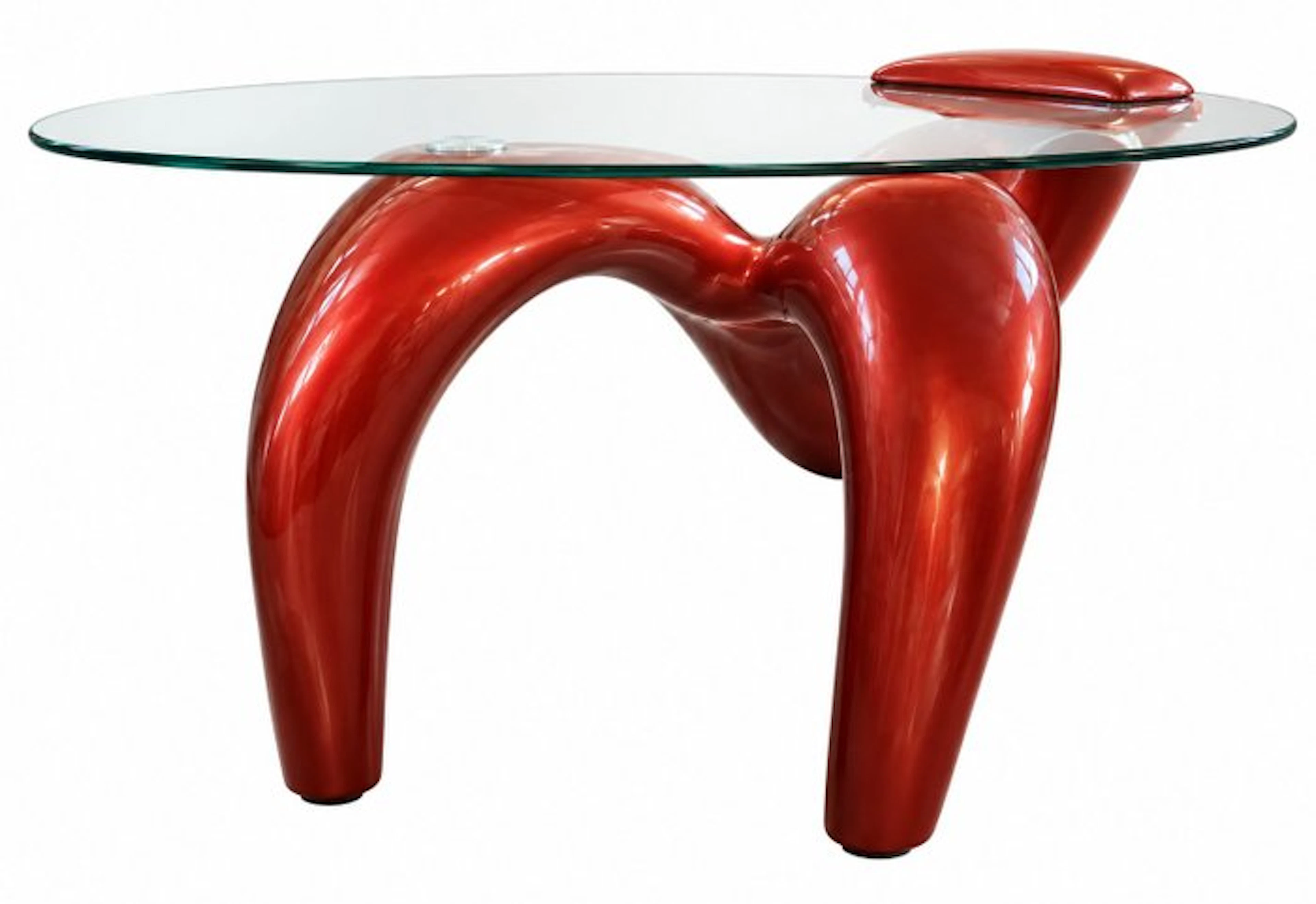 Coffee table - Glass, Resin - Tomin red