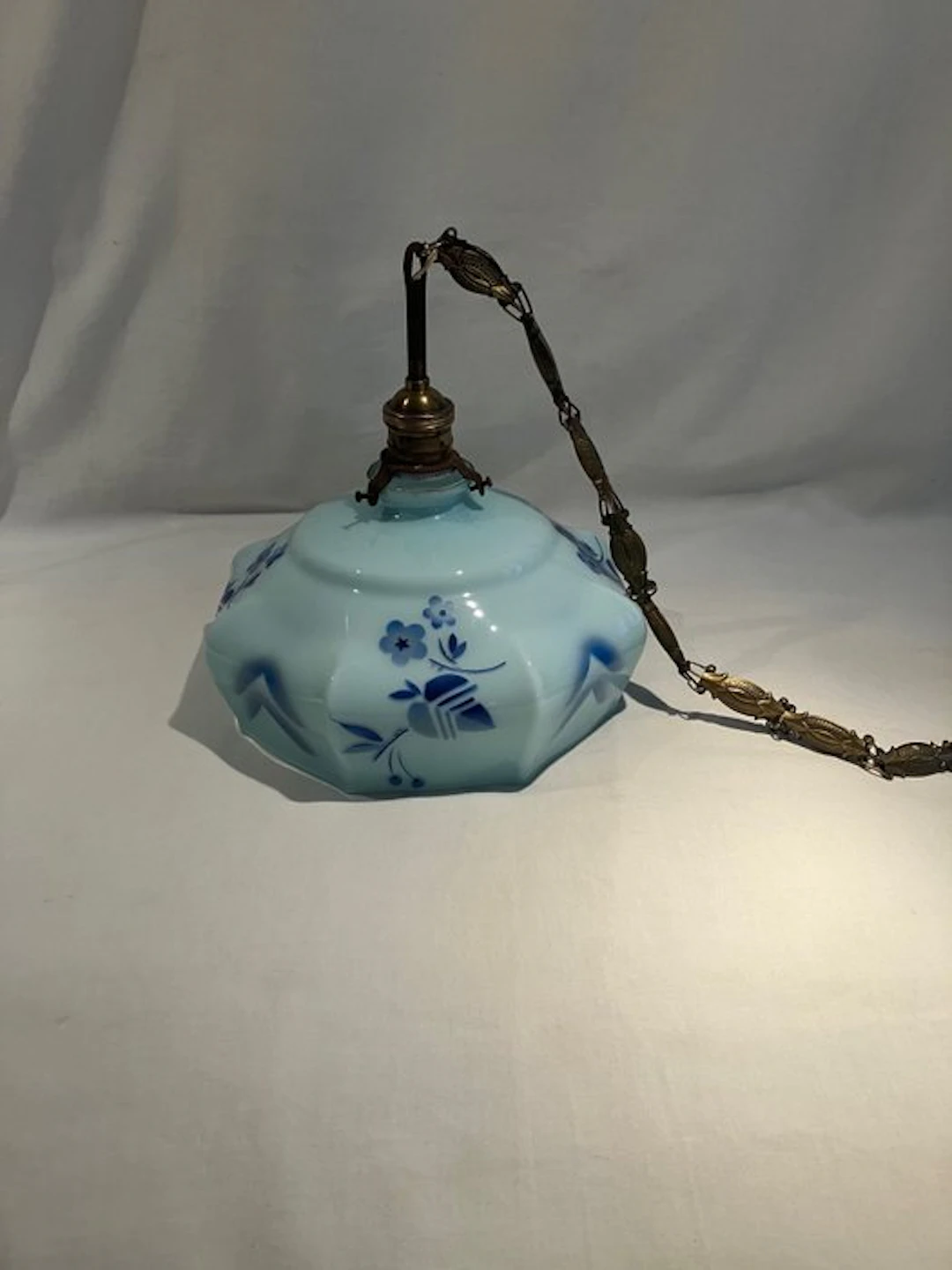 Hanging lamp - Glass, Brass, Metal - Art Deco