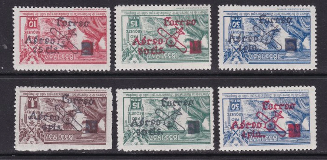 Spain 1936 - Complete Series Inverted Surcharge "Air Mail...