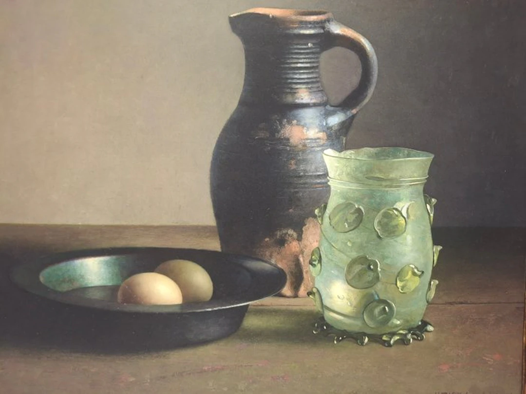 Henk Helmantel (1945) - Stilleven met 15e eeuws drinkglas