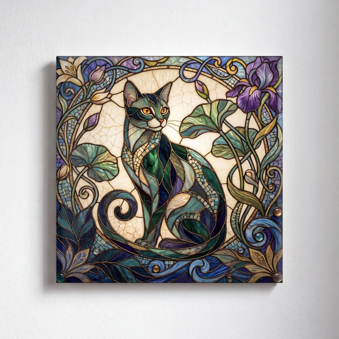 Kleury.art - [Ceramic Tile Art] "The Feline of Irises...
