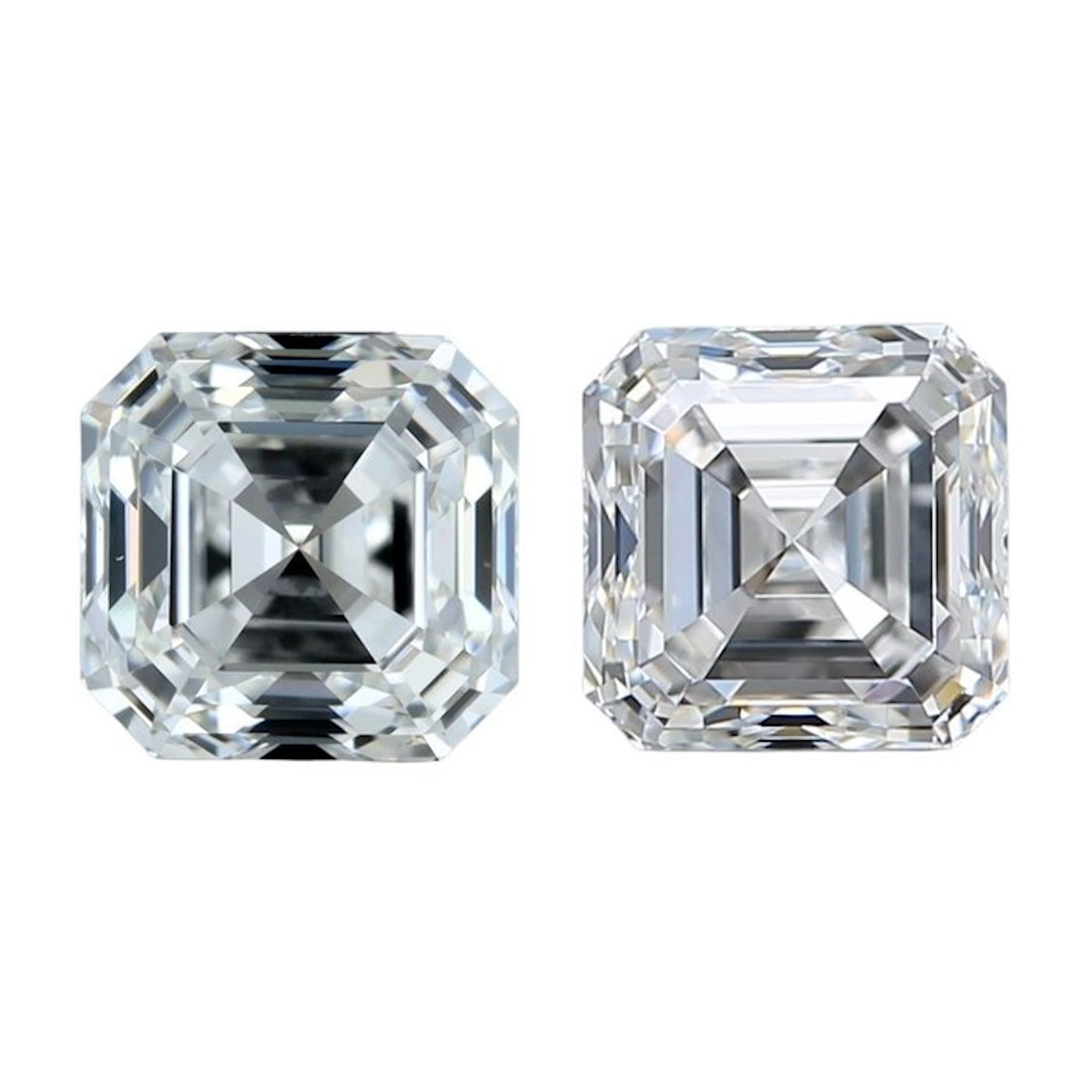 2 pcs Diamond (Natural) - 1.80 ct - Square - H