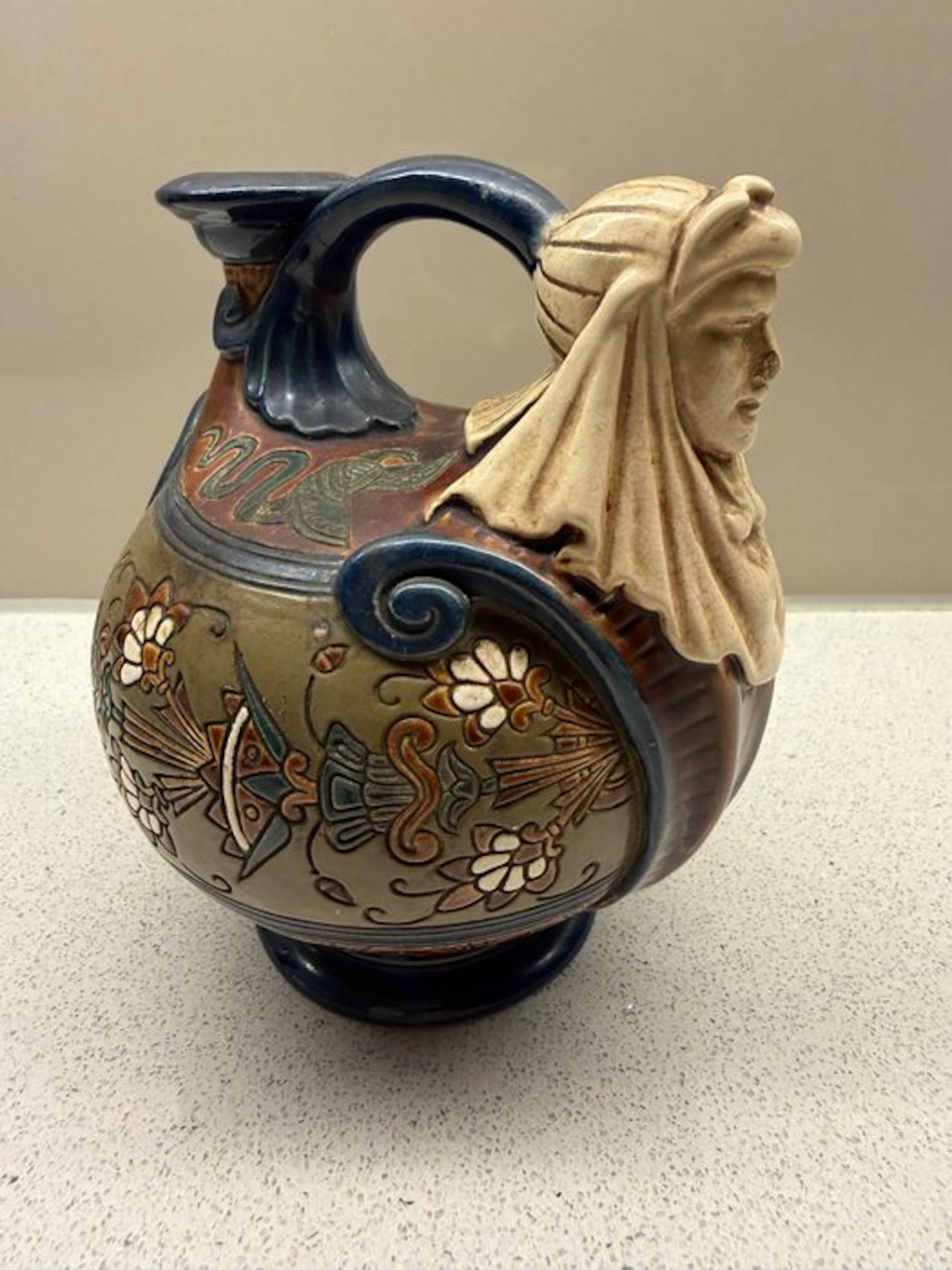 Gerbing & Stephan - Jug - Majolica (glazed pottery) - Egyptian Revival Ewer