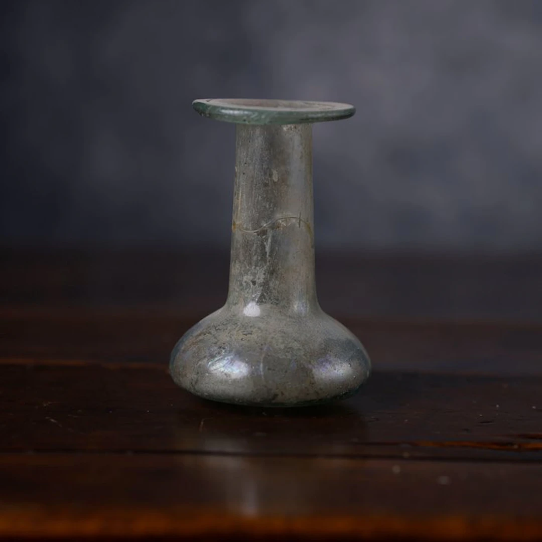 Roman Glass Unguentarium, glass - 10.3 cm