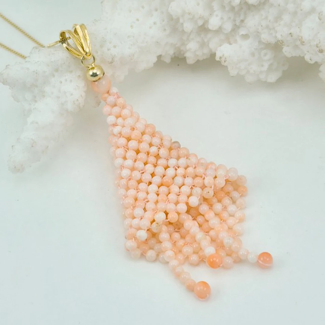 Coral - Silver, Gold-plated - Necklace with pendant - PINK CORAL
