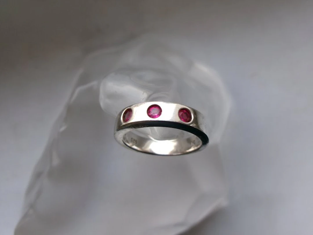 Silver, Rubies - Ring - Art Deco Style