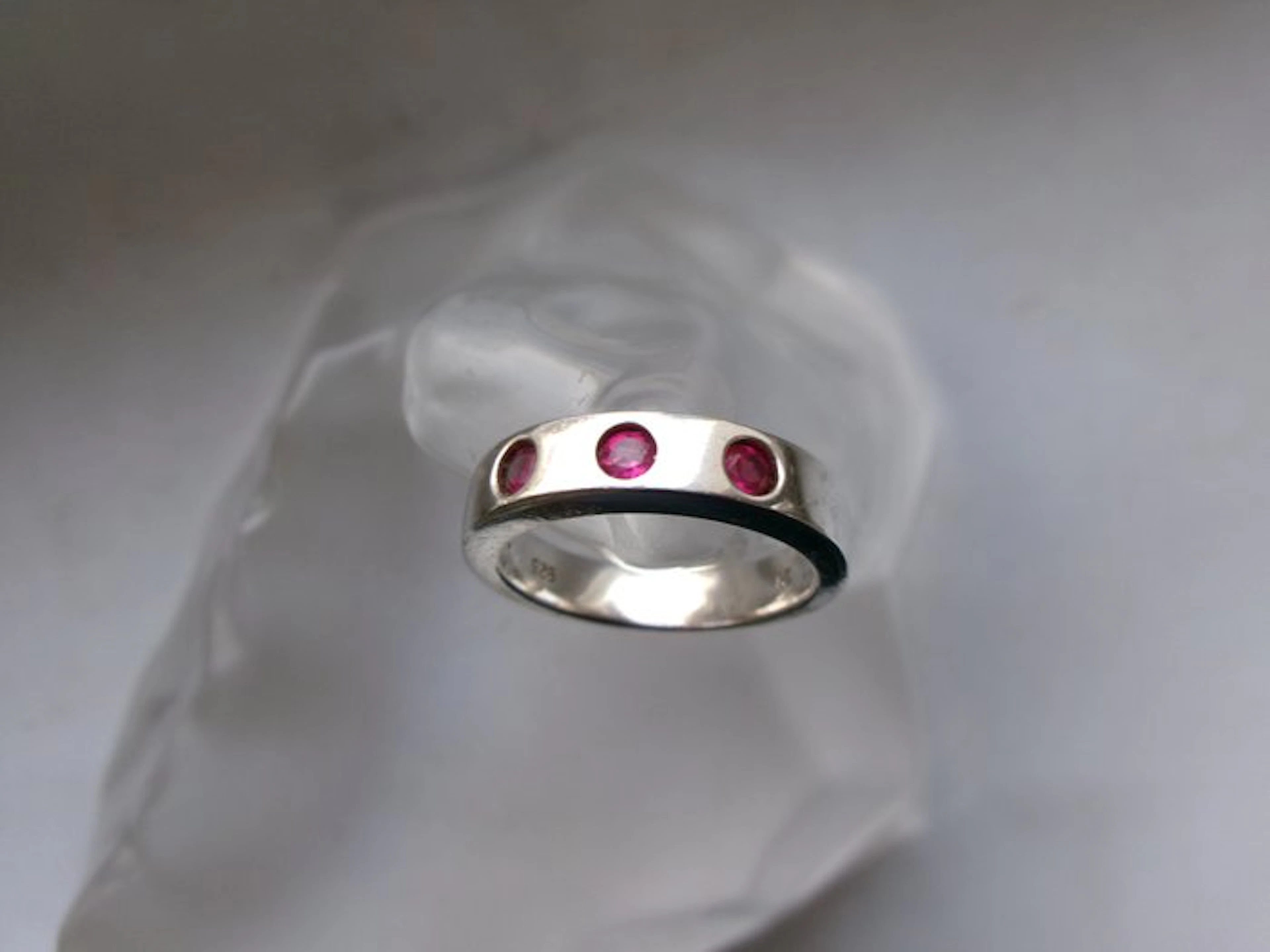Silver, Rubies - Ring - Art Deco Style