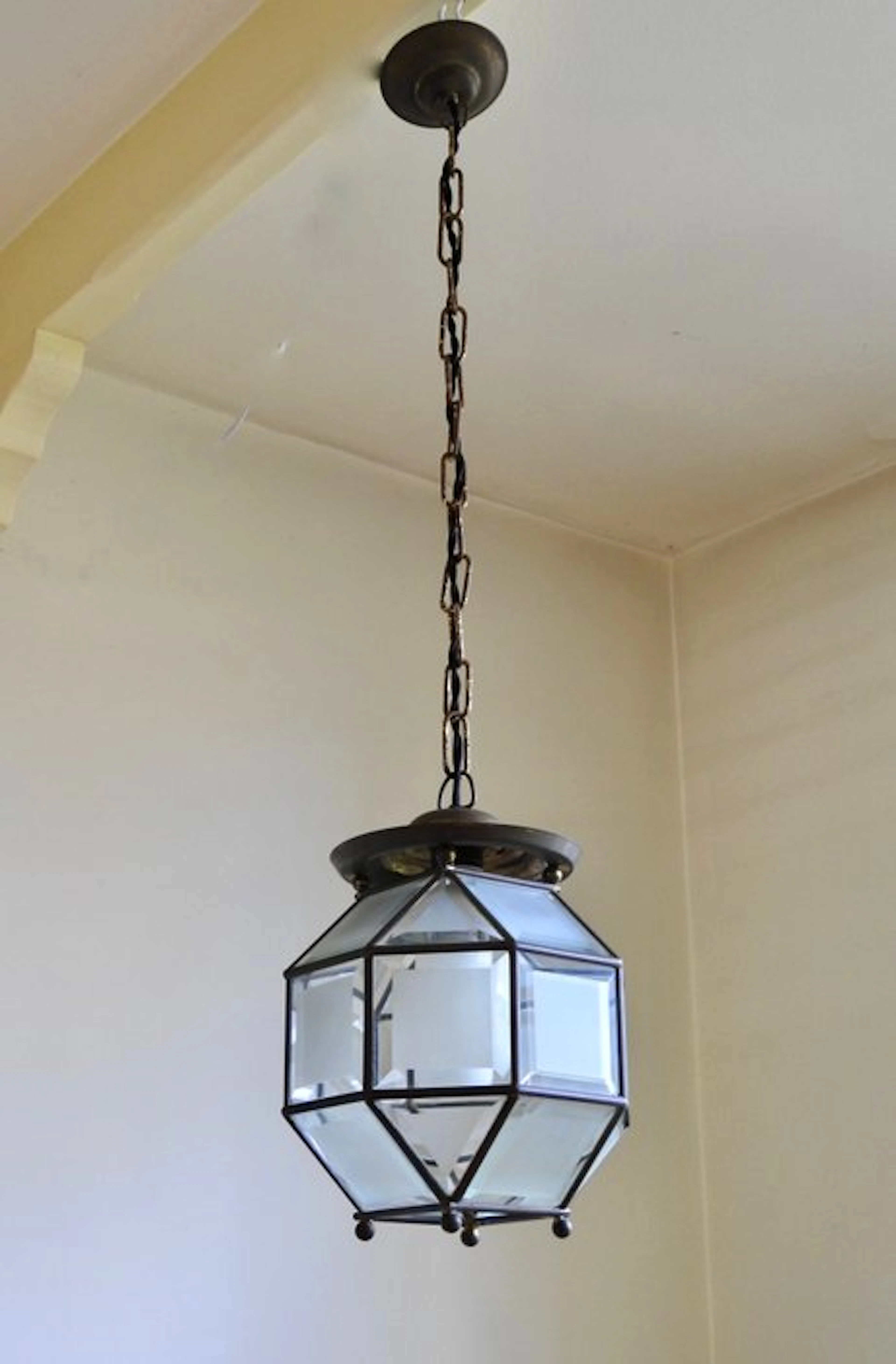 in de stijl van Adolf Loos - Hanging lamp - Glass, Brass - Art Deco