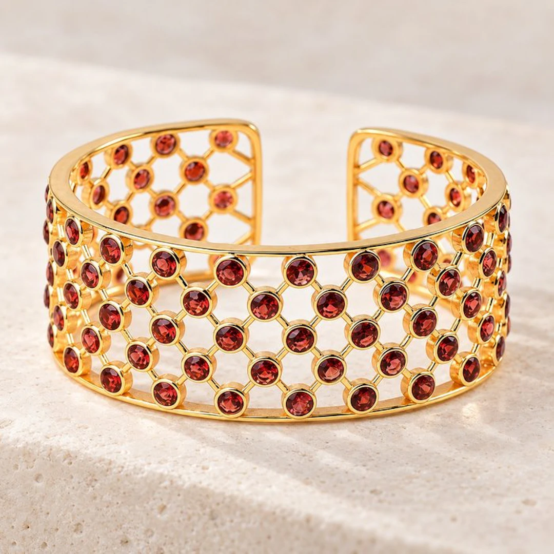 No reserve price - Bracelet Silver - Garnet - Certified