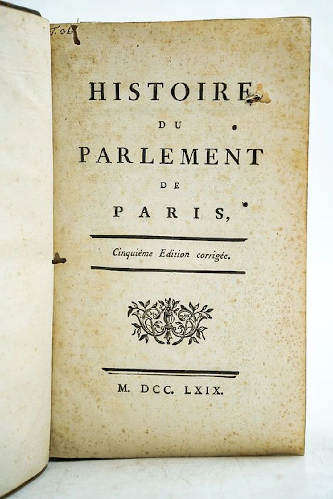 Voltaire - Histoire du Parlement de Paris - 1769