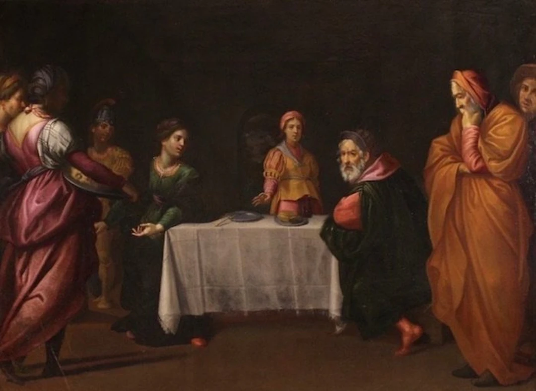 Italian school (XVII) - Il banchetto di Erode con Salomè...
