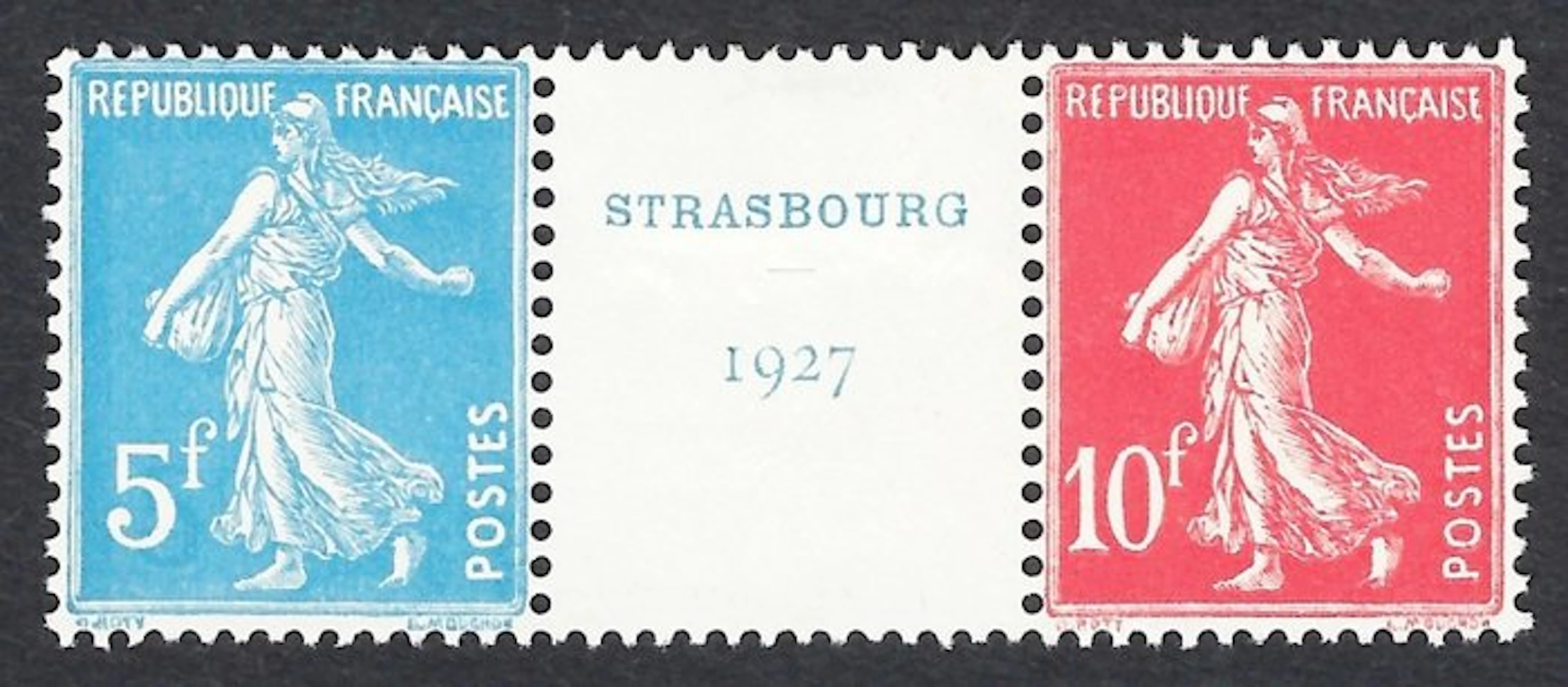 France 1927 - Strasbourg Philatelic Exhibition souvenir strip - N. 242A
