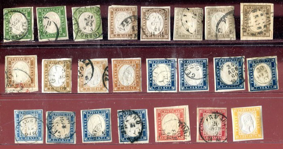 Italian Ancient States - Sardinia 1855/1863 - 23 new and used items in colors
