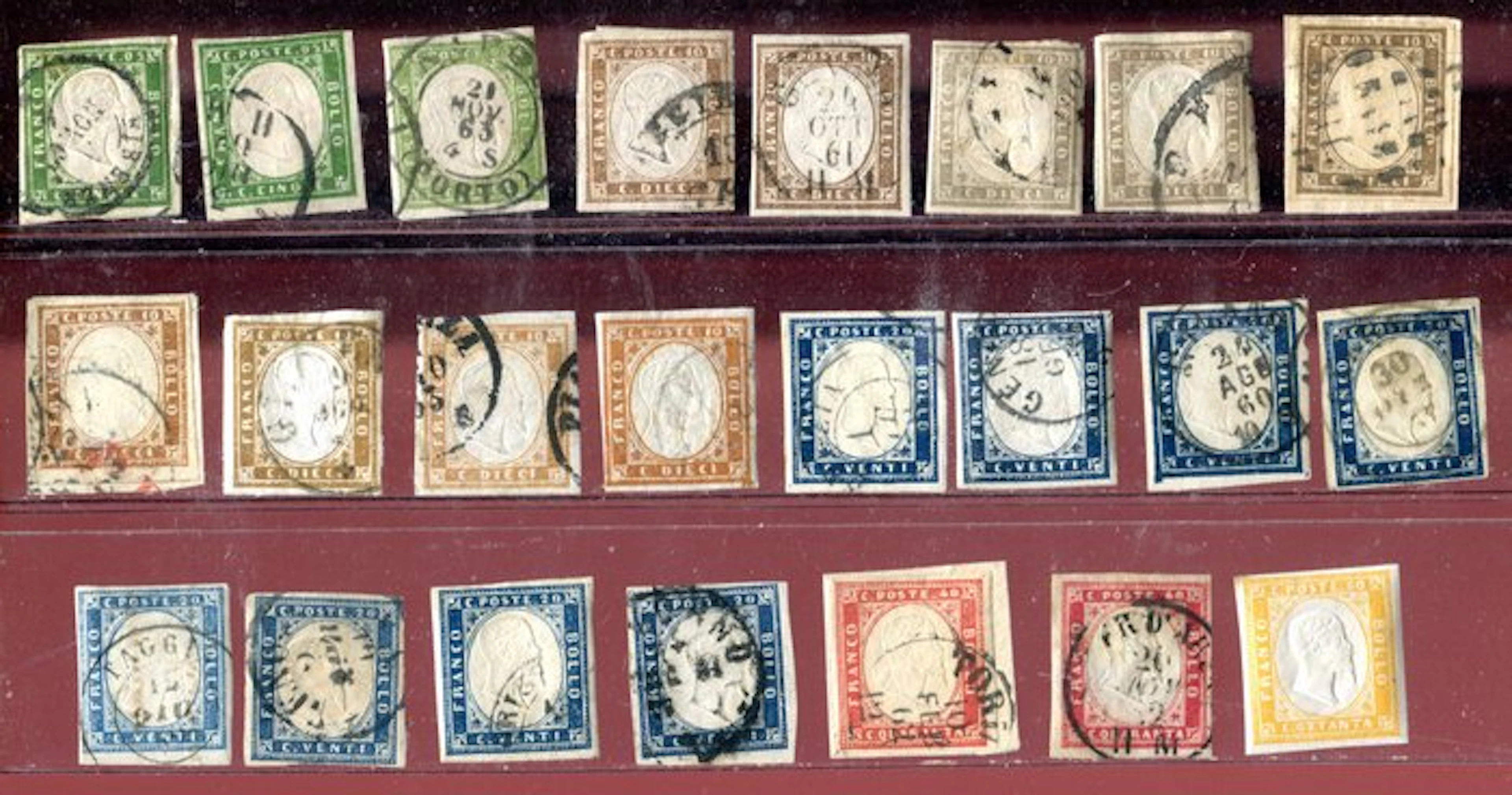 Italian Ancient States - Sardinia 1855/1863 - 23 new and used items in colors