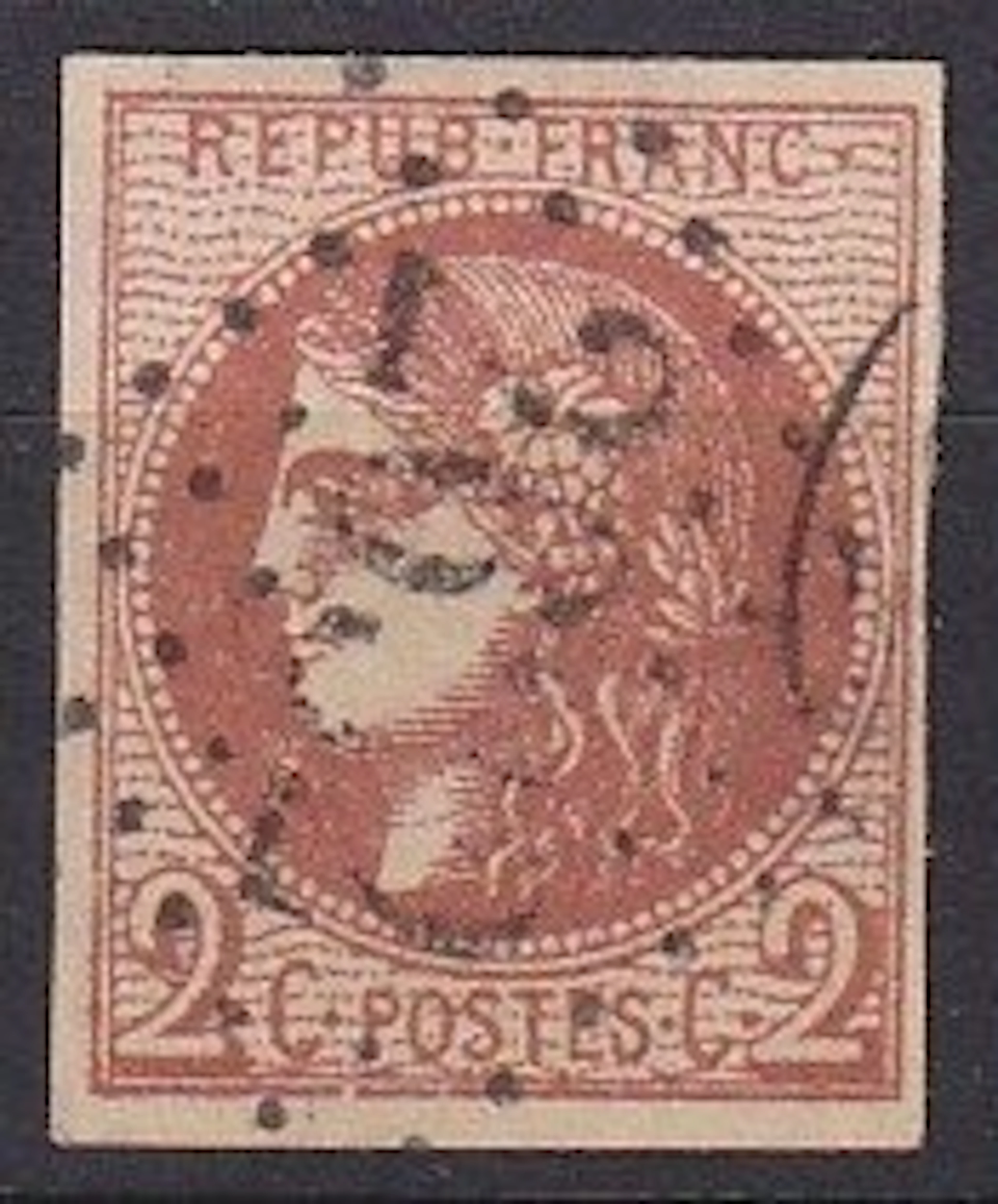 France 1870 - Bordeaux 2c brun-rouge Report 2 - Yvert n°40B