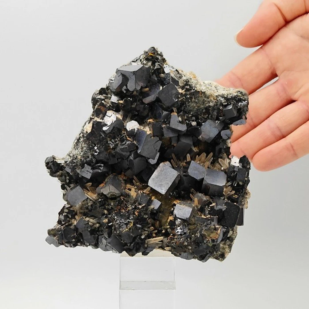 Shiny galena aesthetic with quartz and golden...