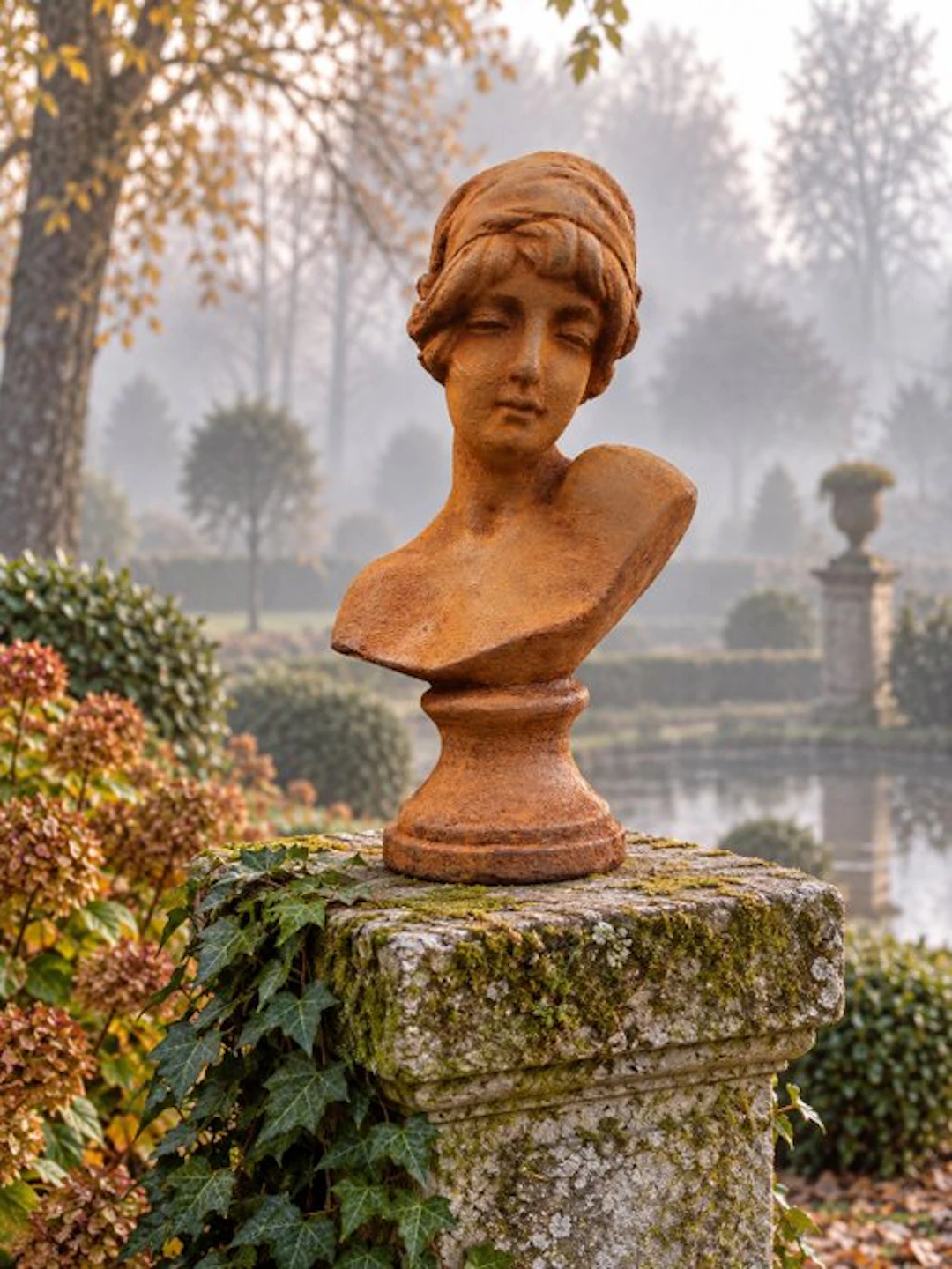 Statue, statue in cast metal female bust - 26 cm - Cast iron
