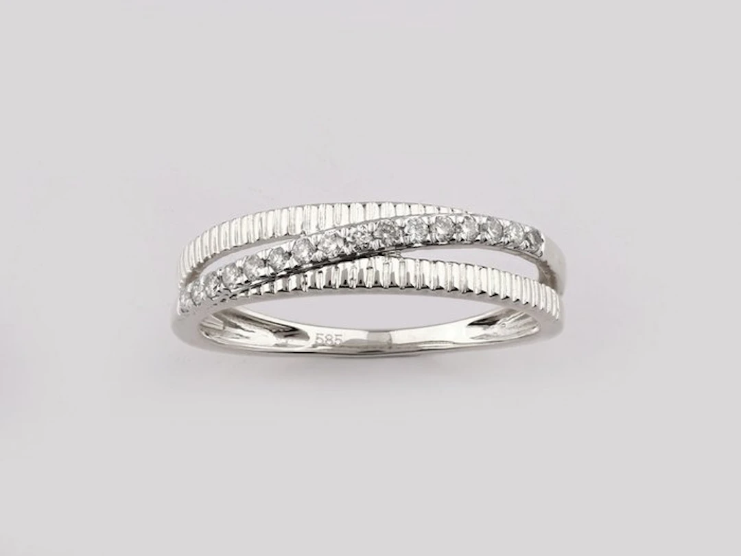 Ring - 14 kt. White gold - 0.15ct. tw. Diamond (Natural)