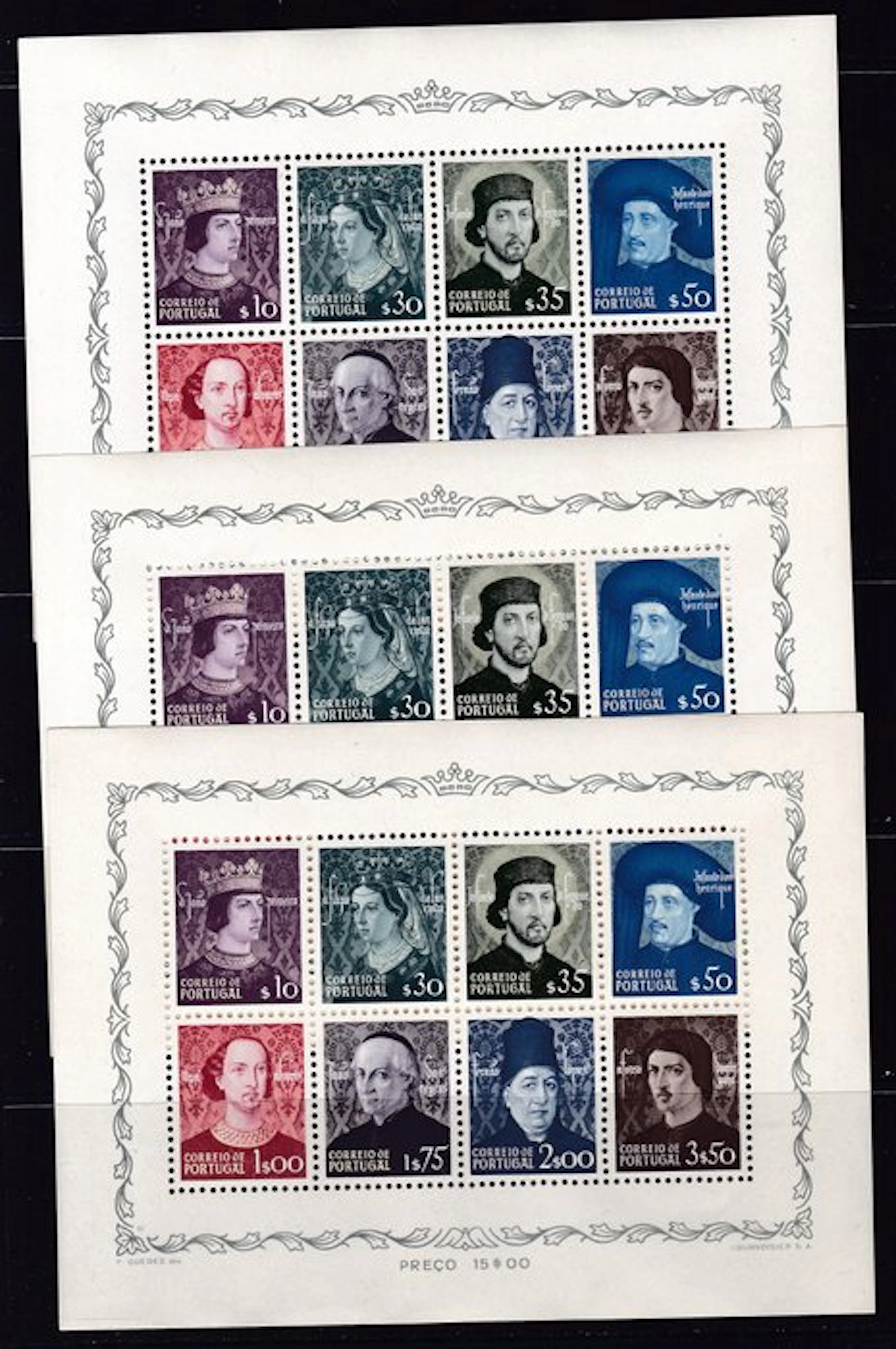 Portugal 1949 - HB Set Aviz Dynasty - MNH - 3 mini sheets
