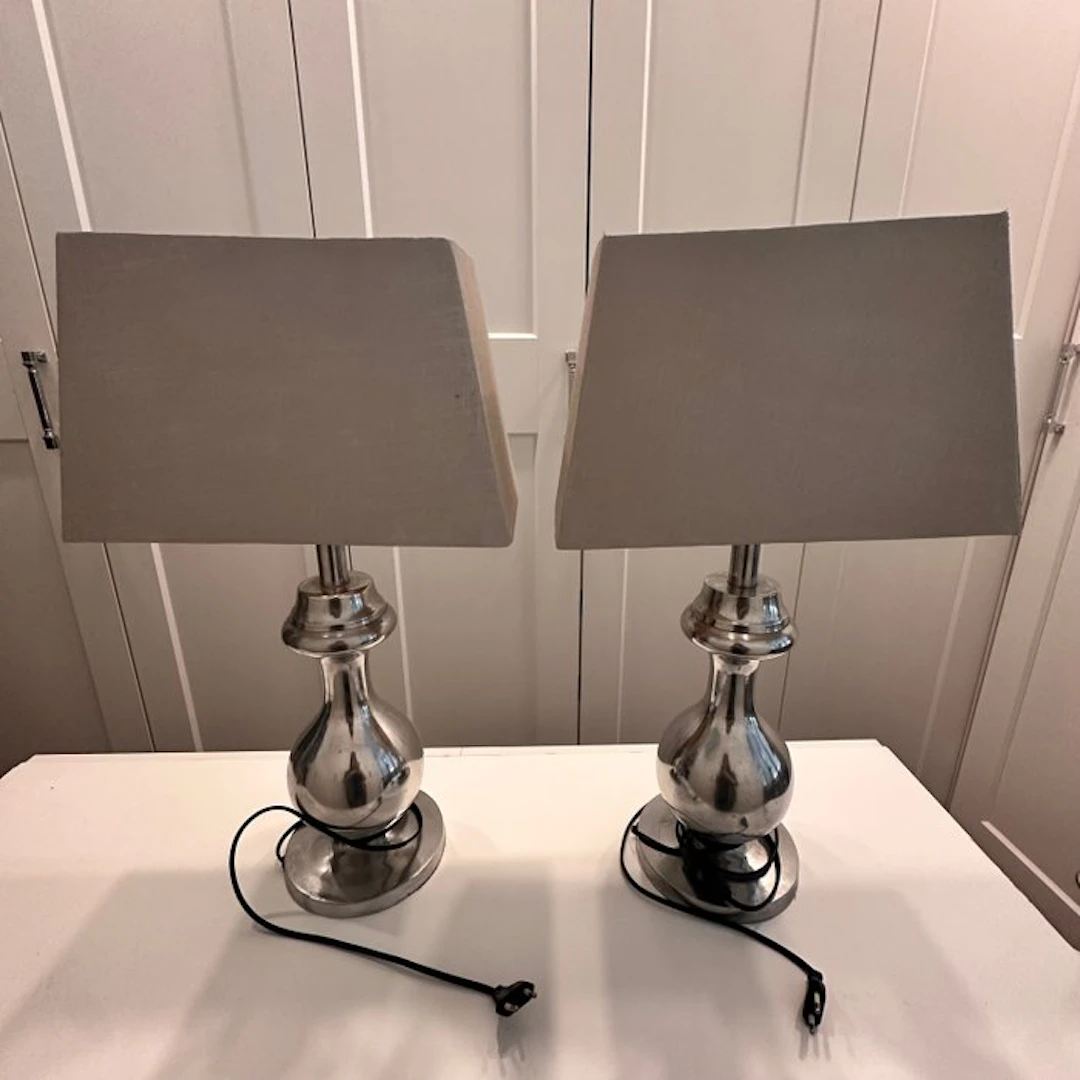 Lamp (2) - Chrome, Metal - Pair of lamps