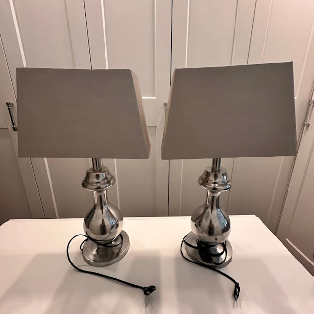 Lamp (2) - Chrome, Metal - Pair of lamps