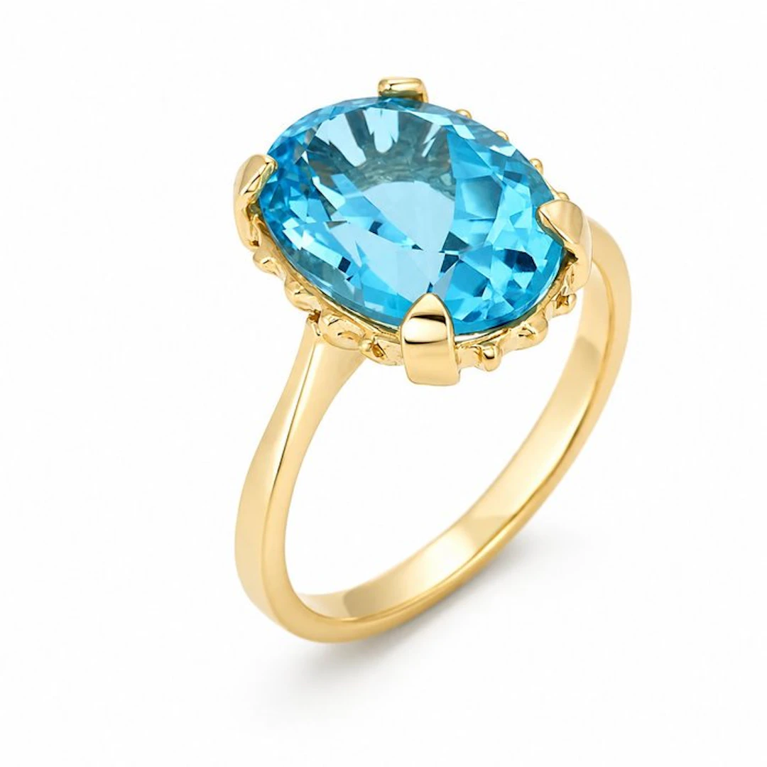 Ring - 18 kt. Yellow gold - 5.00ct. tw. Topaz - Made in Italy - Handmade