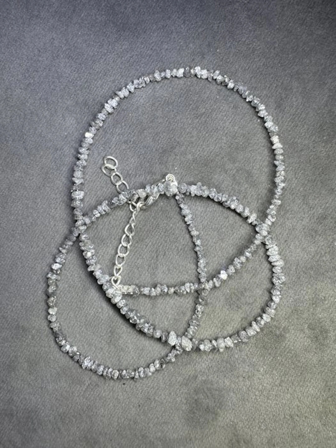 Light gray rough diamond necklace + 925 silver - 21.00...