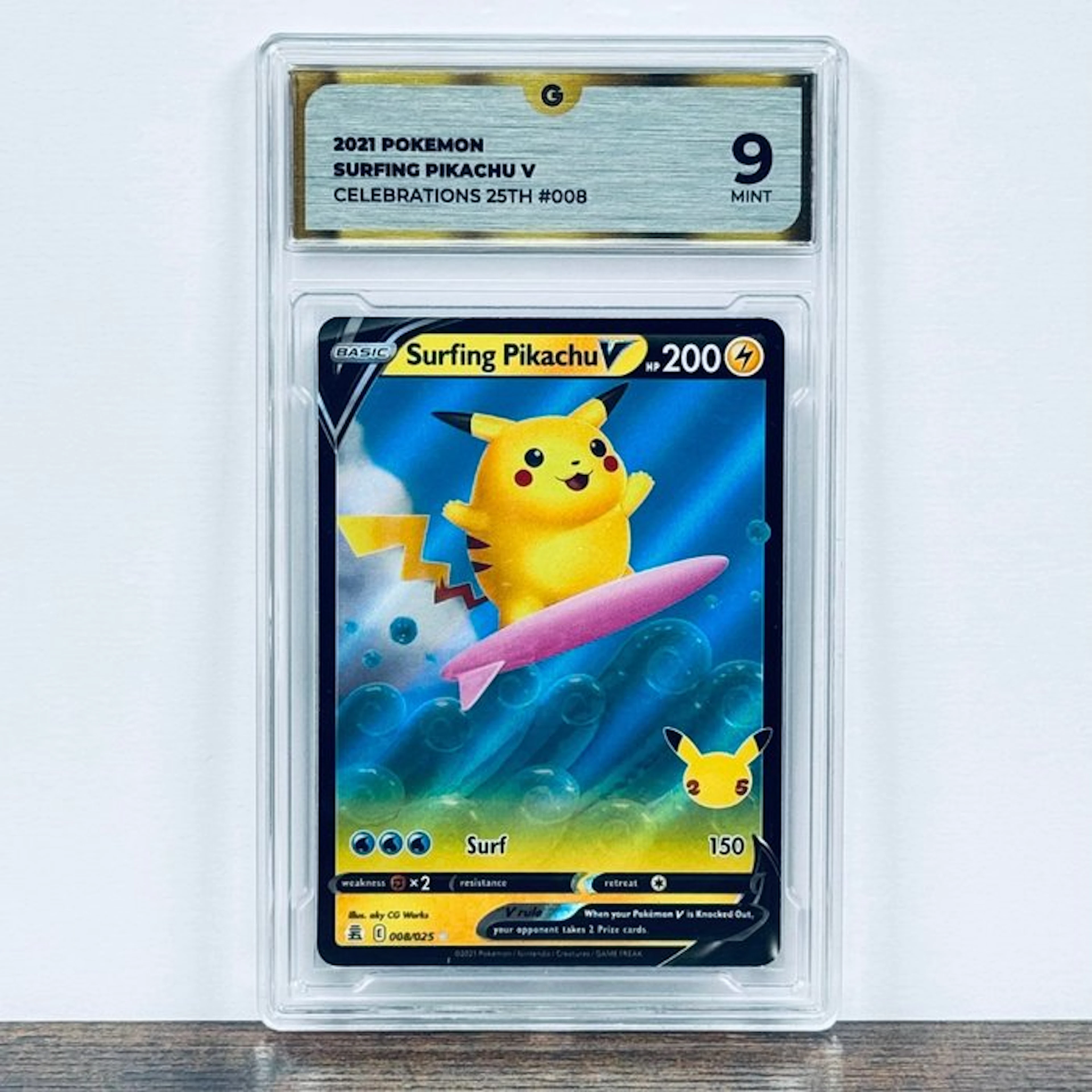 Pokémon Graded card - Surfing Pikachu V 008 – Pokémon - GG 9