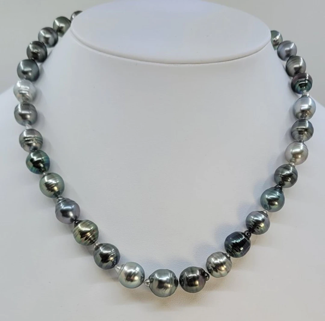 No reserve price - Necklace ALGT Certified 8.5x12.1mm Multi Tahiti Pearls