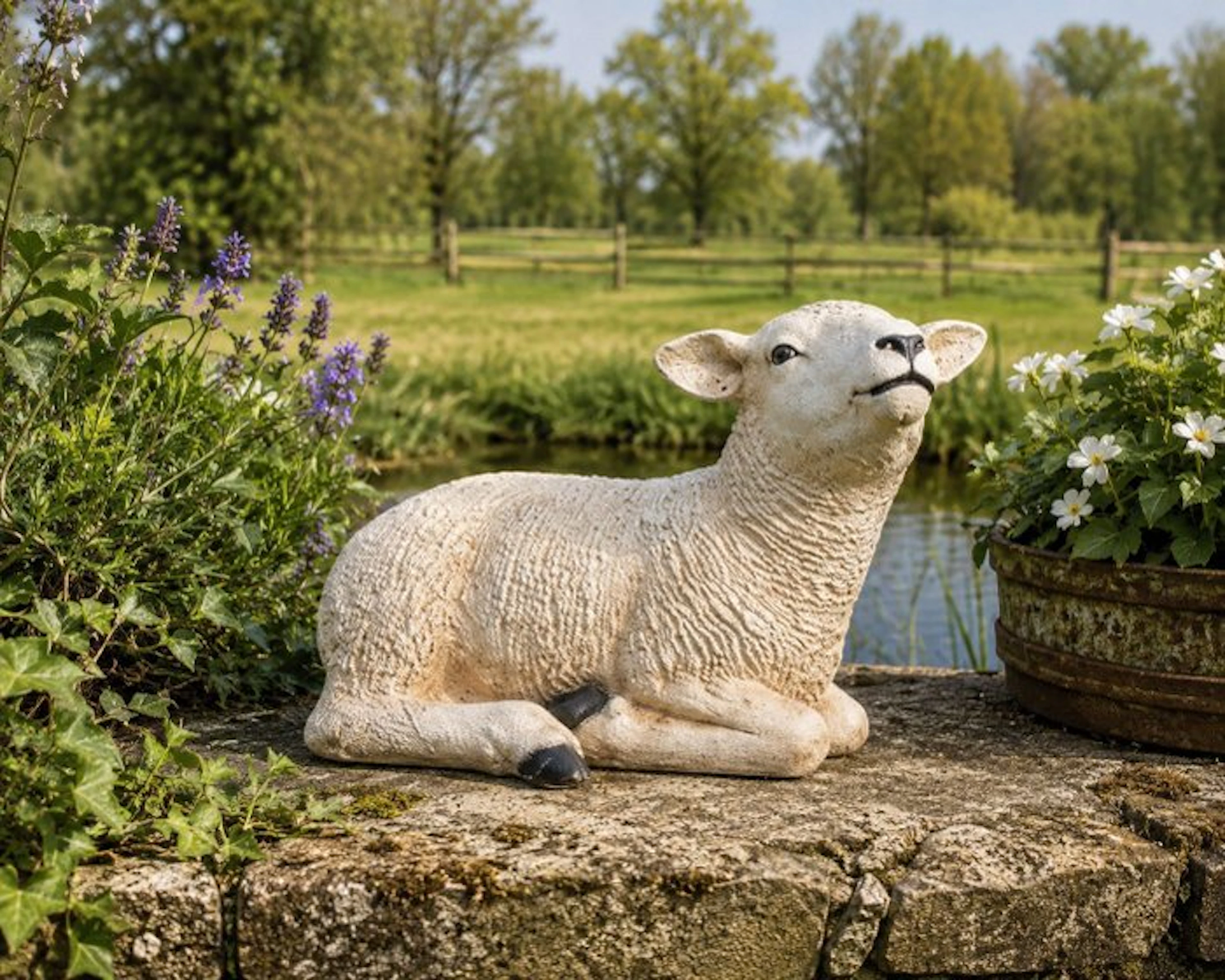 Statue, life size and a lifelike (Texel lamb) - 32 cm - polyresin