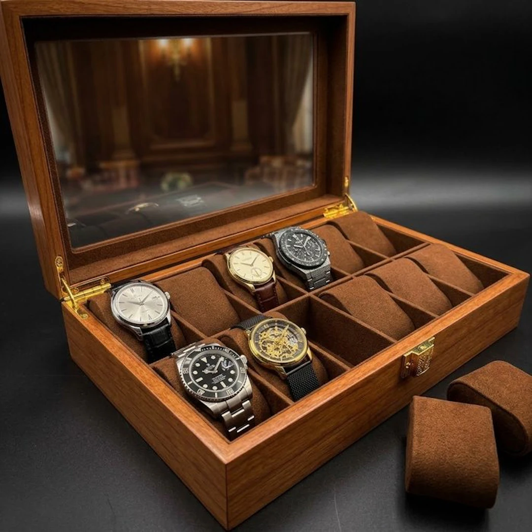 Box - (NO RESERVE PRICE) - Wood, Velvet - Luxury Watch Box (12pcs)