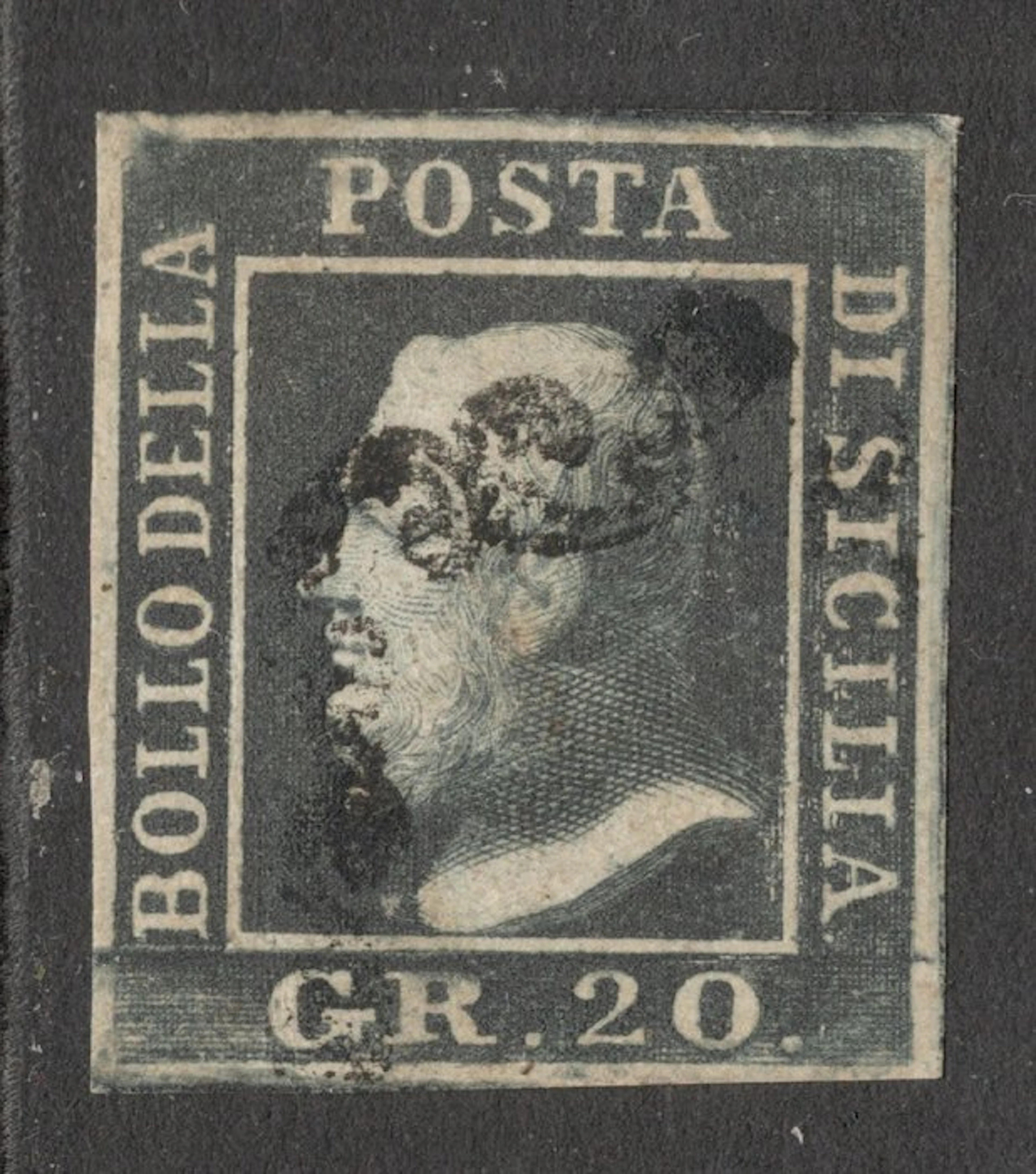 Italian Ancient States - Sicily 1859 - 20 g Dark Slate...