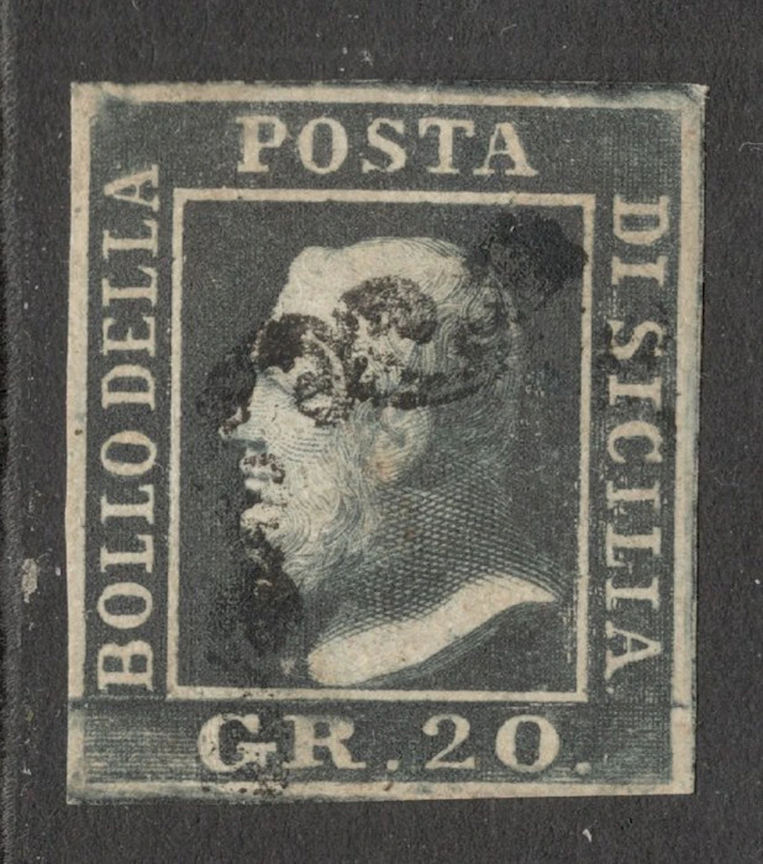 Italian Ancient States - Sicily 1859 - 20 g Dark Slate...