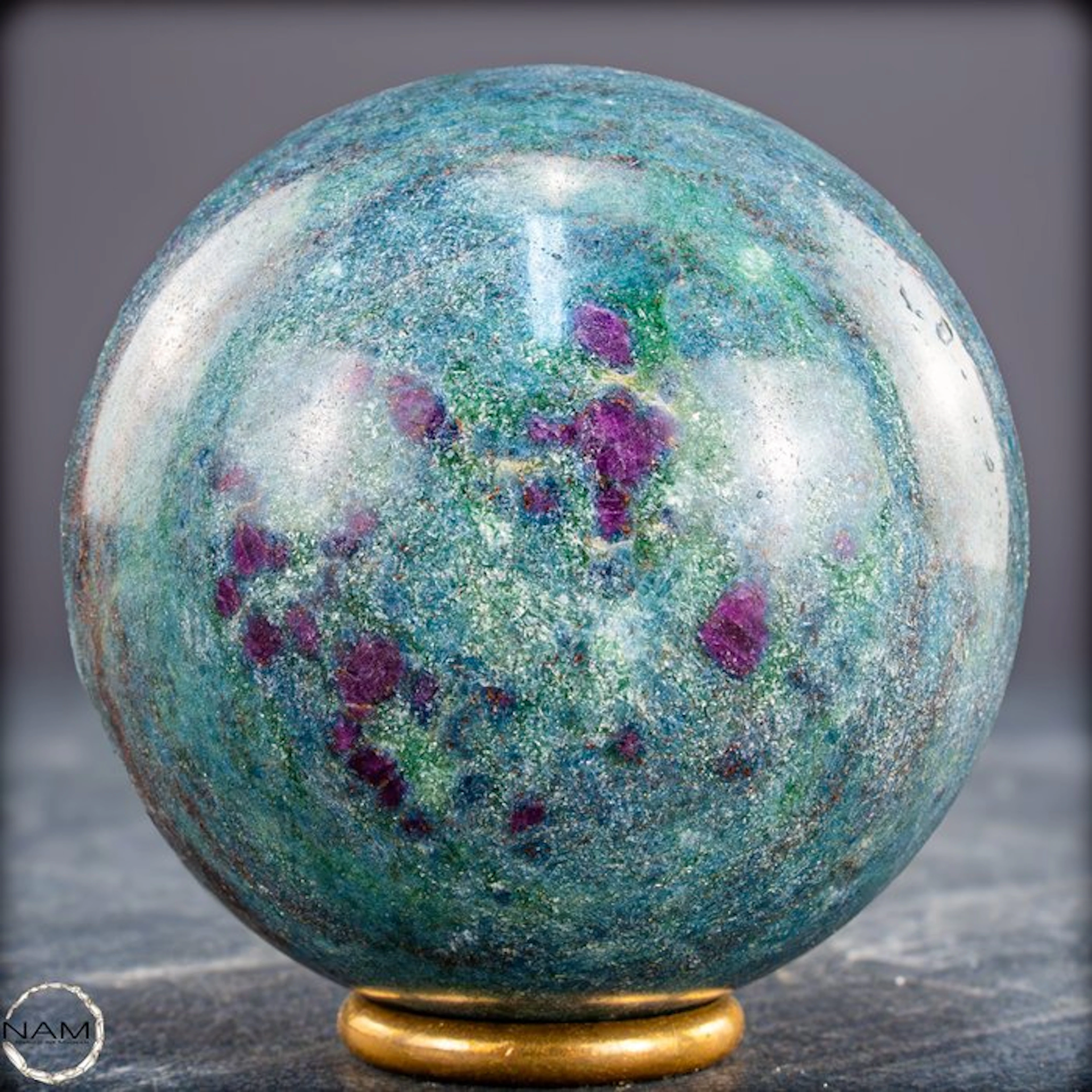 Very Rare Natural Ruby in Kyanite & Fuchsite Crystal Sphere