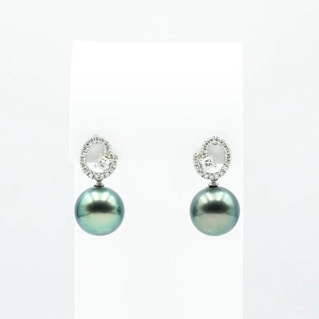 Drop earrings - 18 kt. White gold Pearl - Diamond