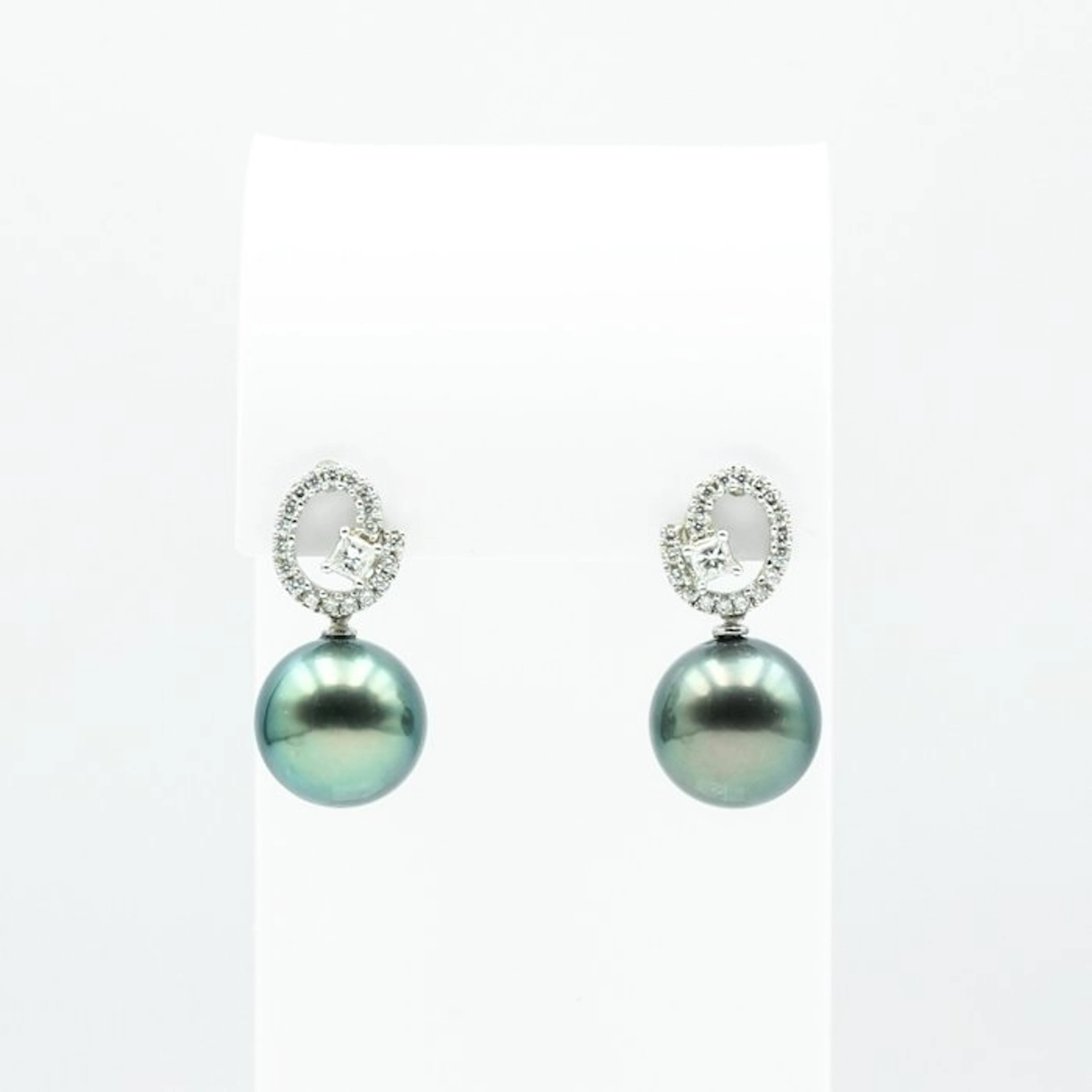 Drop earrings - 18 kt. White gold Pearl - Diamond