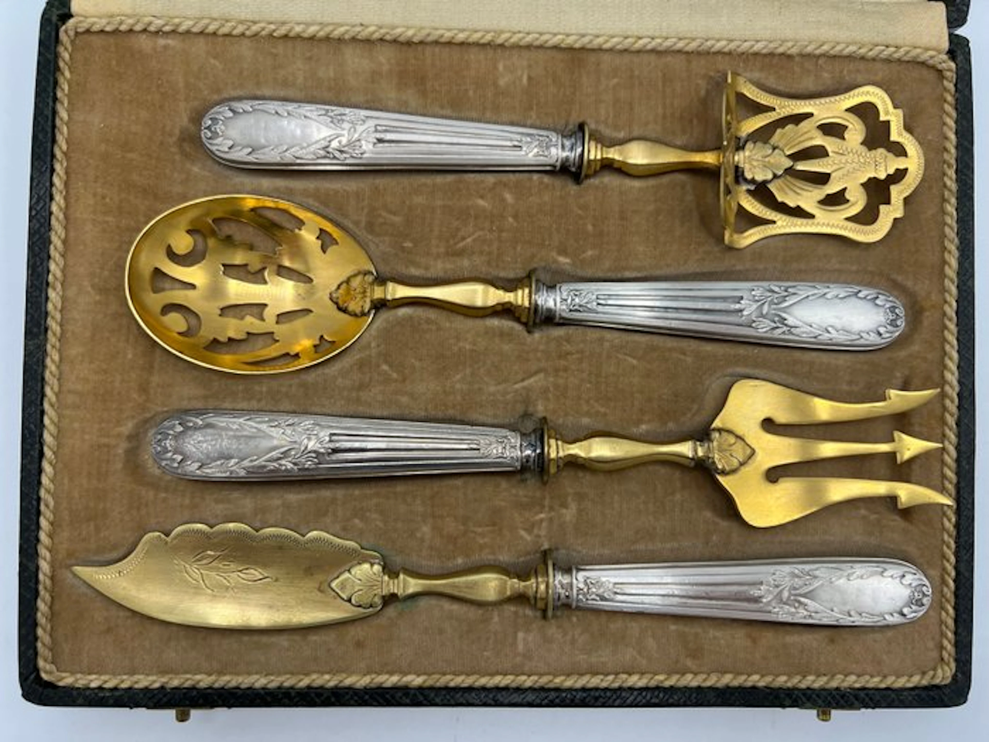 Cutlery set (4) - Four-piece dessert serving set - Silverplated - silver plated