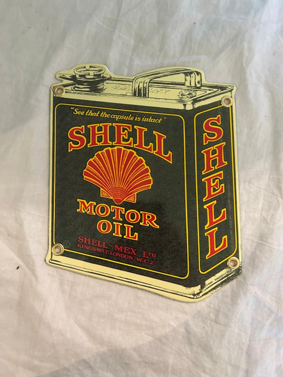 Enamel edge - Shell motor oil - Enamel sign - Enamel