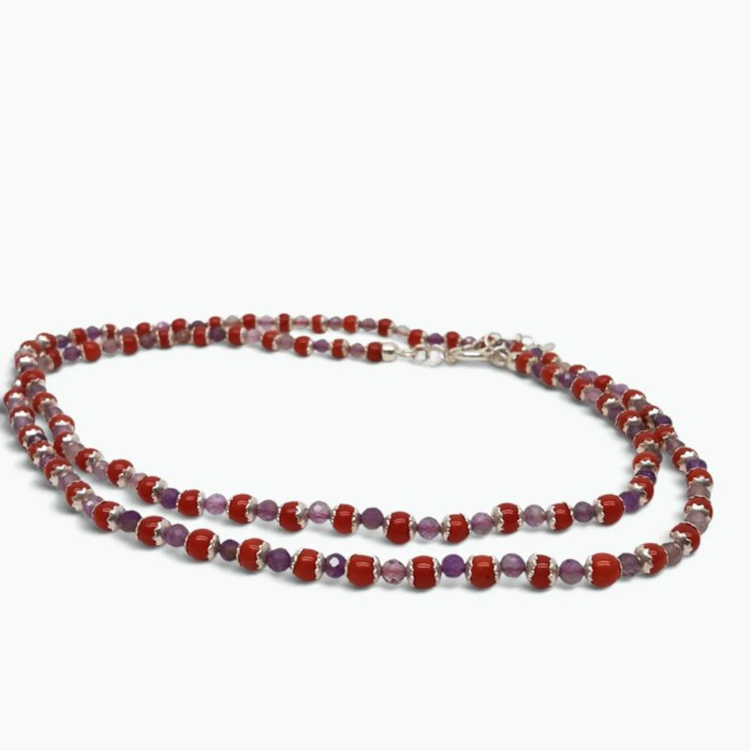 Coral - Silver - Necklace - Italian craftsmanship