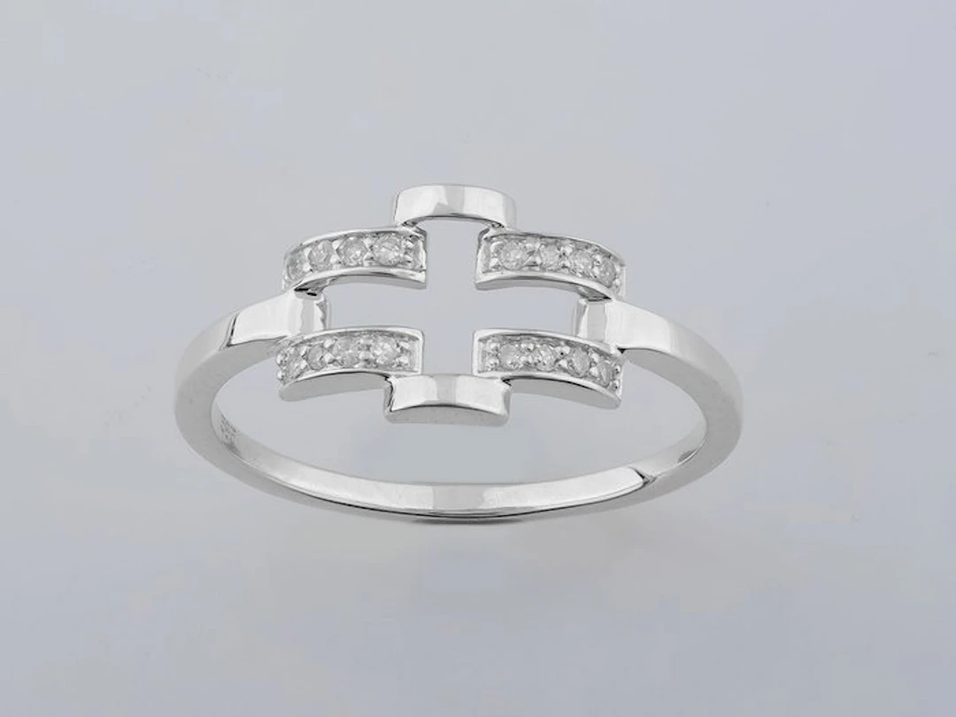 No reserve price - Ring - 14 kt. White gold - 0.07ct. tw. Diamond (Natural)