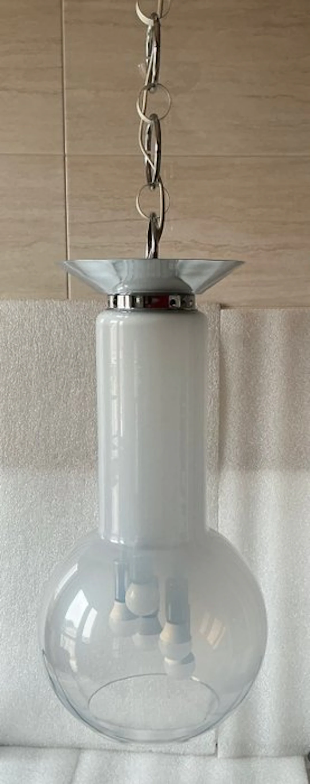 Nello stile di Mazzega - Hanging lamp - Milk glass